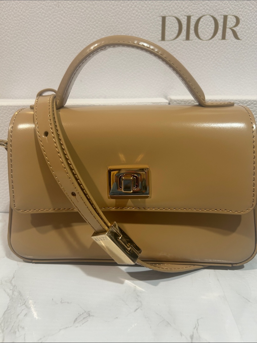 J. Crew Tan Edie Leather Top-Handle Satchel Crossbody bag with Gold Hardware